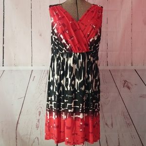 Red & Black print dress Cato 1x